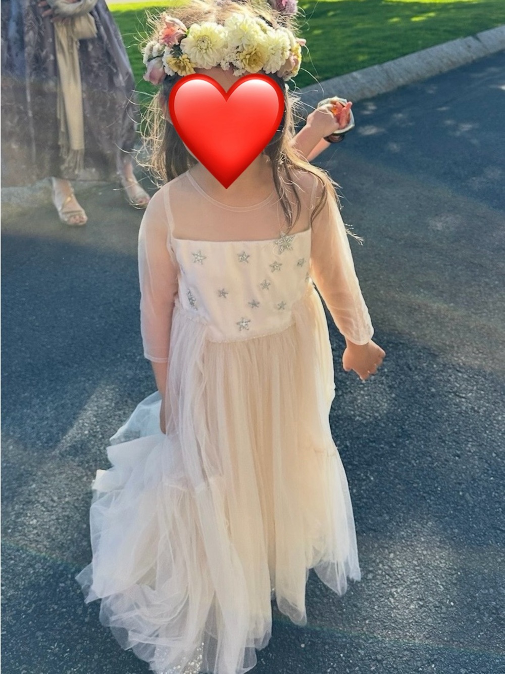 BHLDN Girls Ivory Tulle Formal Dress with Embellished Bodice